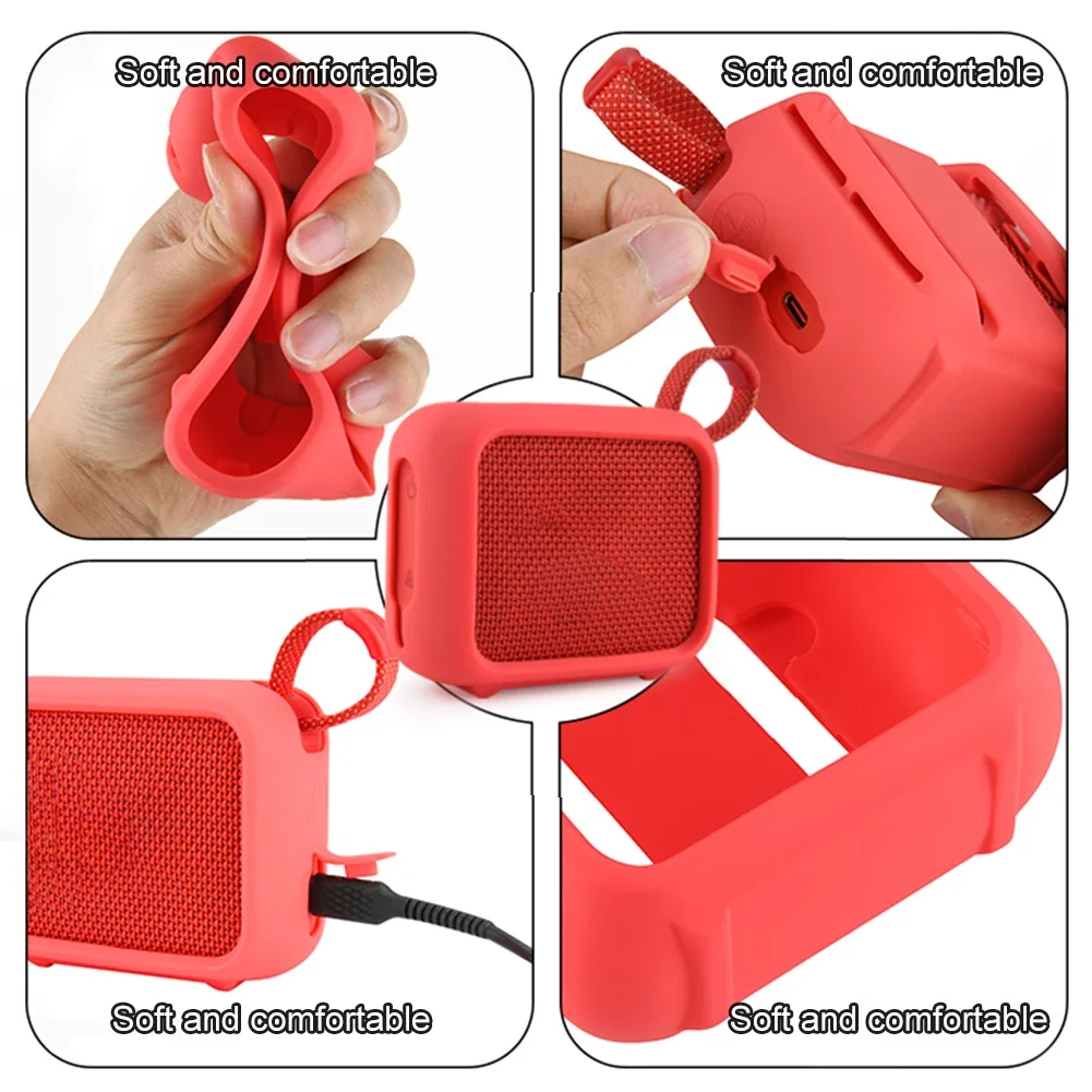 Silicone Protective Case for Portable Speakers with Mount Strap