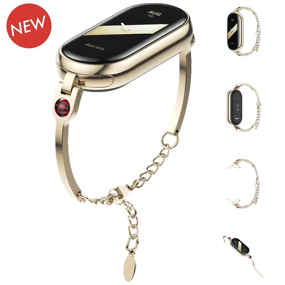 

Stainless Steel Strap for Xiaomi Mi Band 8 Glass Jewelry Bracelet Correa for Miband 8 NFC Fashion Lady Style Replacement Band