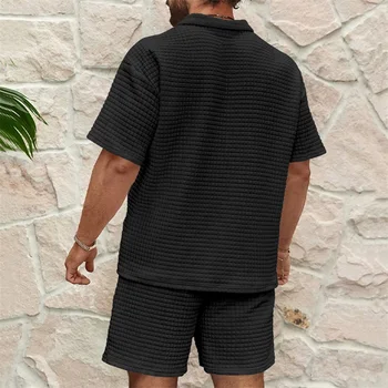 Men s Casual Outfit Short Sleeve Tee with Drawstring Shorts Set for a Stylish Summer Look 5
