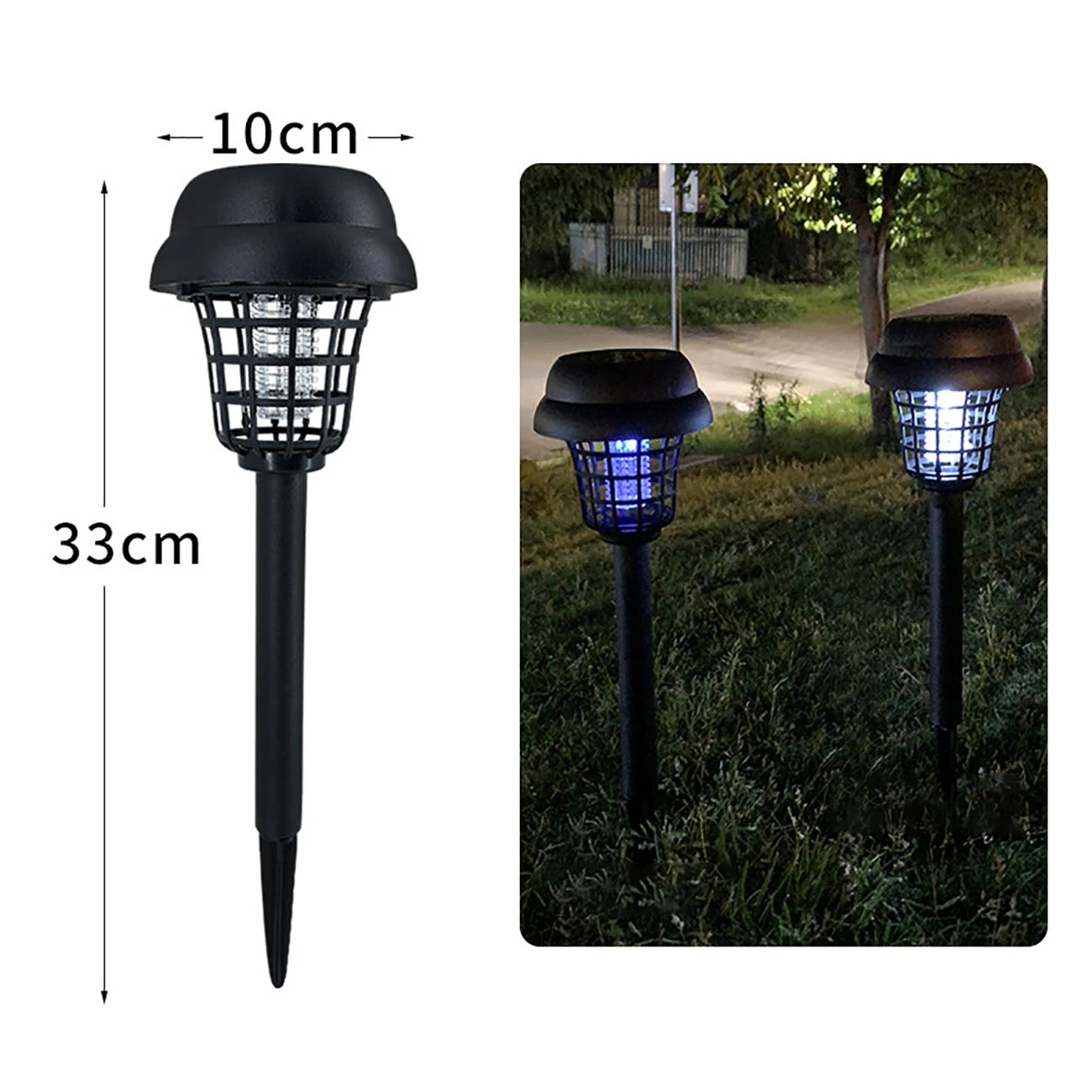 2X Electric Mosquito Killer Lamp Solar Power Anti Mosquito Rainproof Repellent Kills Flies Insect Trap Bug Zapper Outdoor Garden
