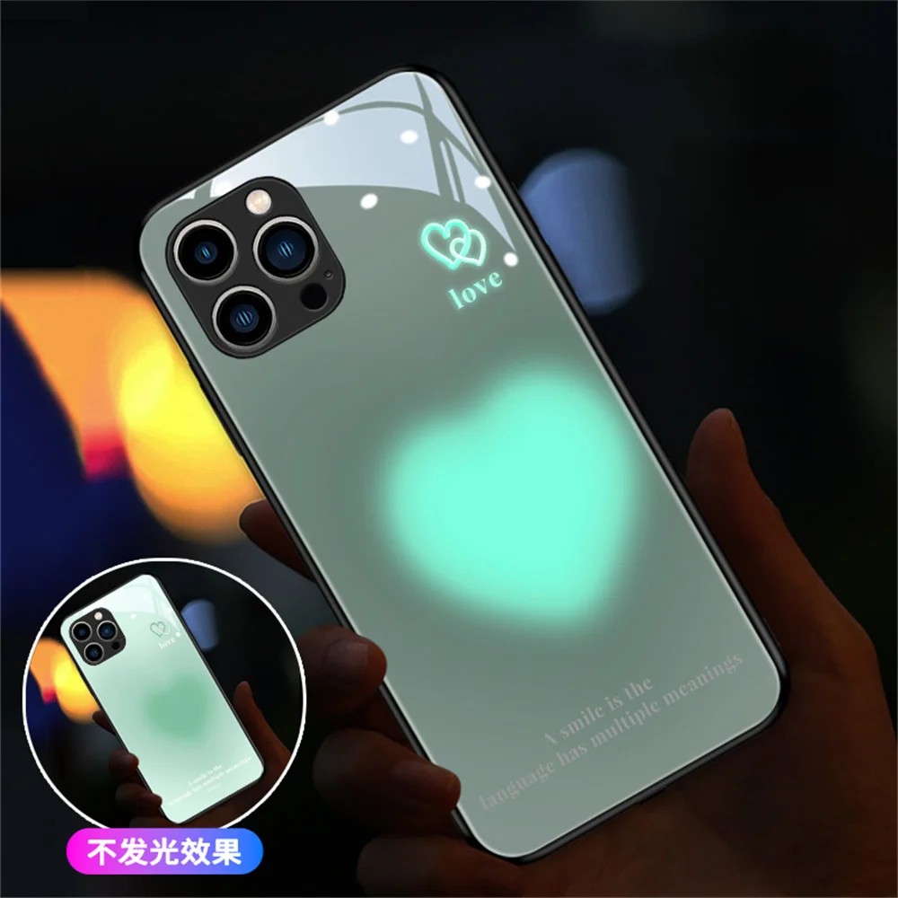 

So Cute Heart Design Smart Voice Controlled LED Light Phone Case For Samsung S24 S23 S22 S21 S20 FE Note 10 20 Plus Ultra A54