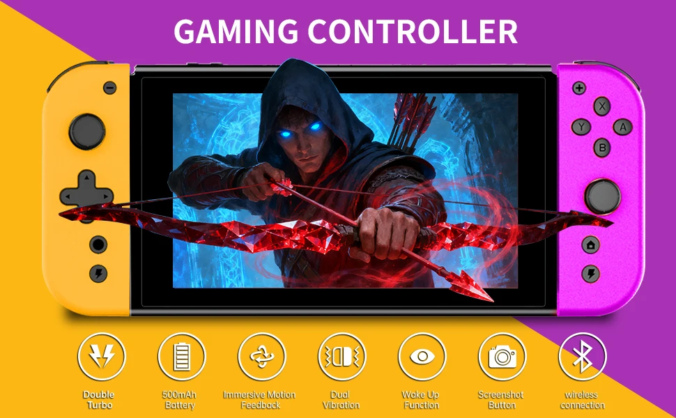 Controle Joy-Cons sem fio L/R para Nintendo Switch 1/OLED/Lite - Controle sem fio com vibração dupla e função de ativação._voghion.com
