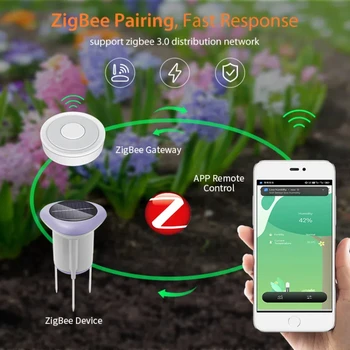 Tuya Zigbee Smart Solar Soil Sensor Tester Planting Moisture Temperature and Humidity Meter Wireless Soil Tester turf Gardening 1