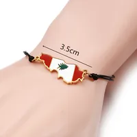 Liban  Flag Bracelet Jewelry Lebanon Maps Black String Bracelet 2