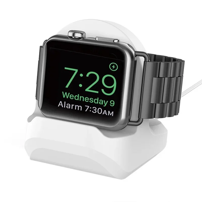 Silicone Charger Stand for Apple Watch Serie 9 8 7 6 5 4 SE Apple watch Iwatch Station Dock Charging Desktop Holder Accessories apple watch charger stand