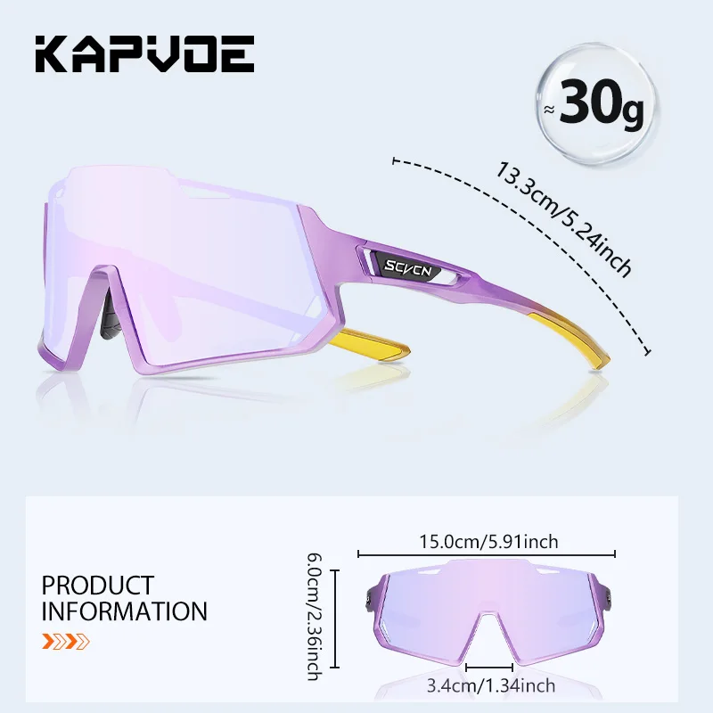 SCVCN Photochromic Cycling Glasses UV400 MTB Clear Mountain Bike Transition Bicycle Sunglasses for Men Women Sports Eyewear