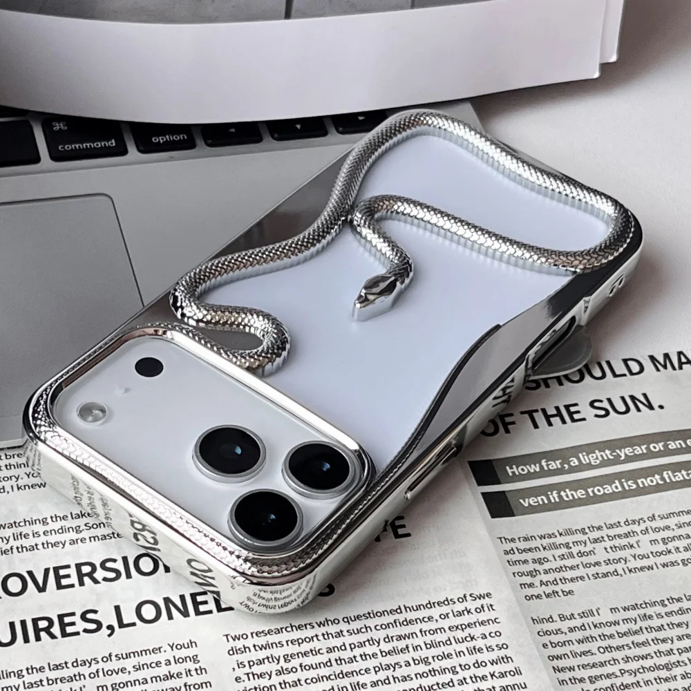 Lightweight 3D Snake Hollow Heat Dissipate Cases For iPhone 17 Air 16 15 14 Plus 13 12 11 Pro Max Shockproof Electroplated Cover