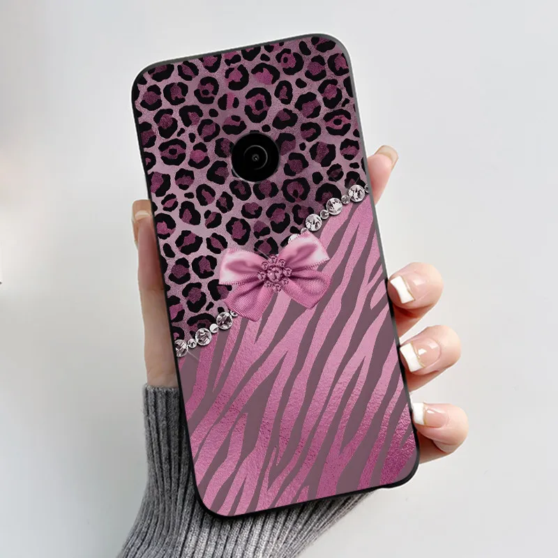 Cute Flower Cartoon Soft Silicone Phone Case – Black Printed Shell Cover