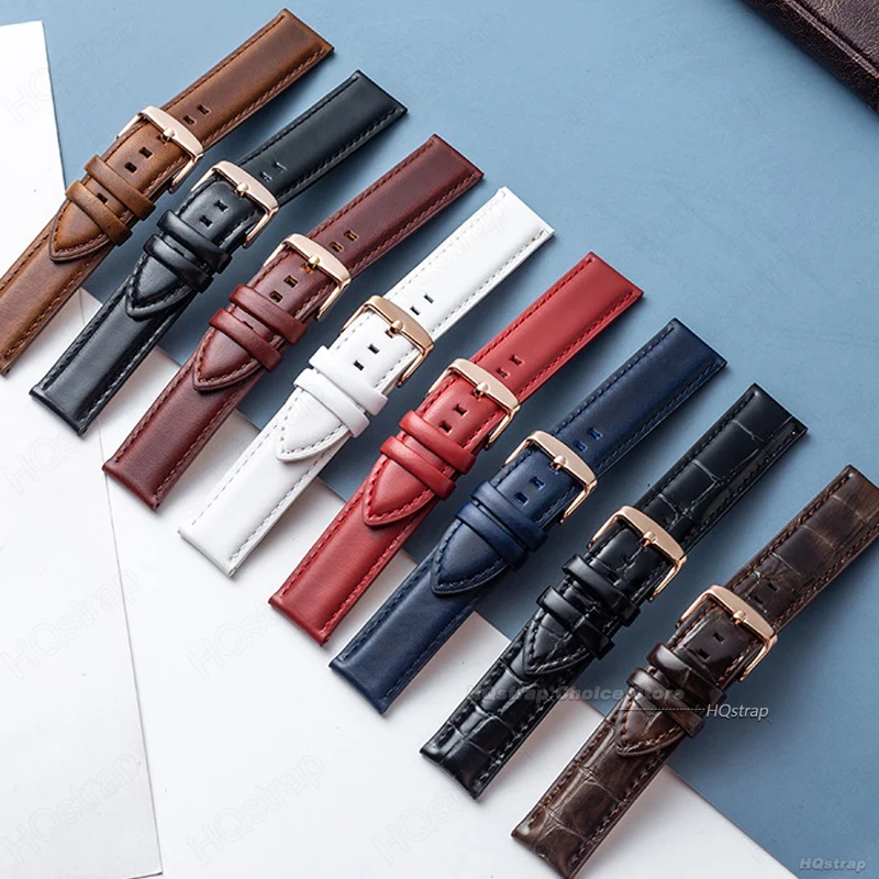 Elegant Waterproof Genuine Leather Wristband with Rose Buckle
