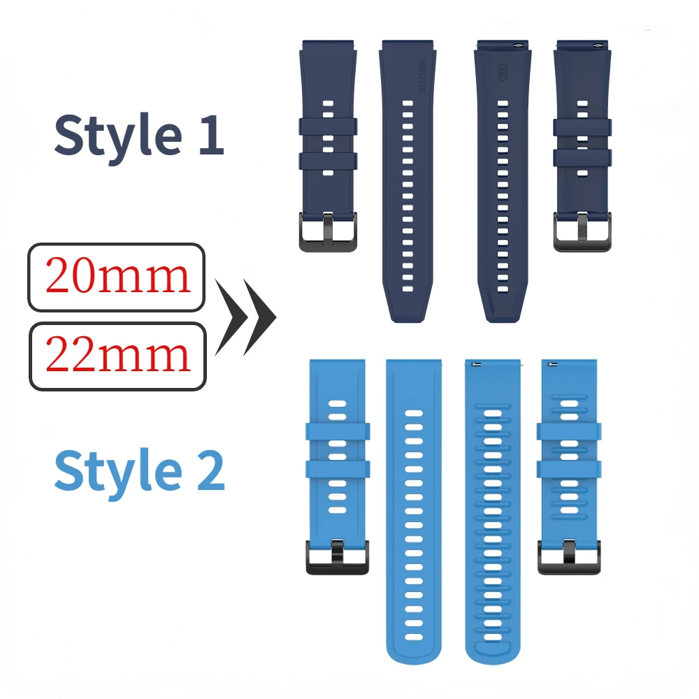 Silicone Replacement Watch Strap, 20/22mm - Versatile Bracelet