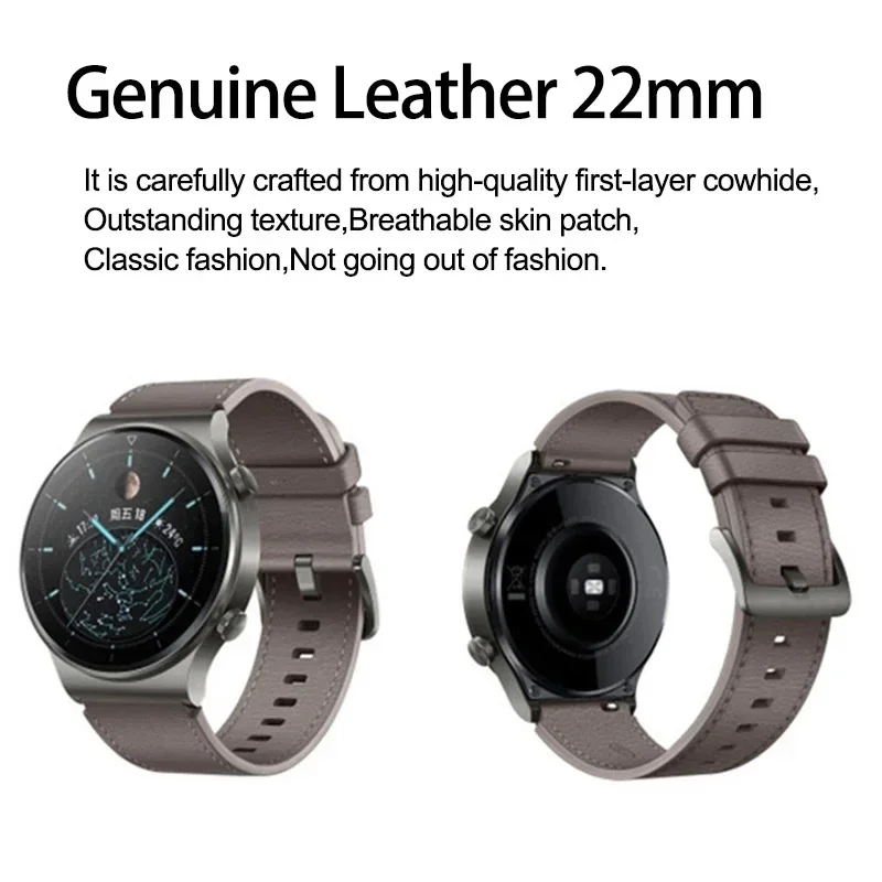 Genuine Leather Quick Release Watchband - 22mm Strap