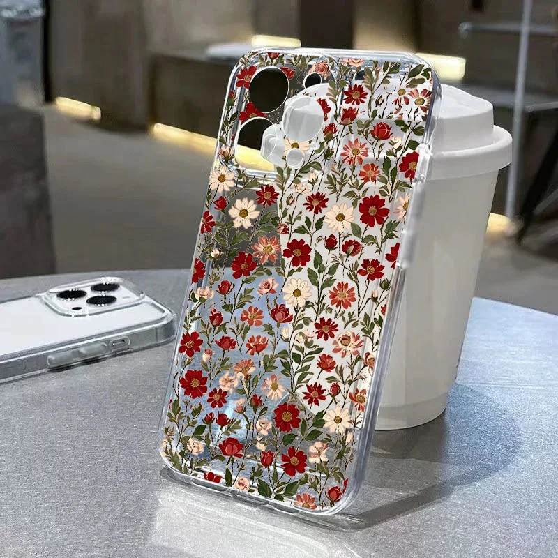 Shockproof Clear TPU Floral Bumper Phone Case