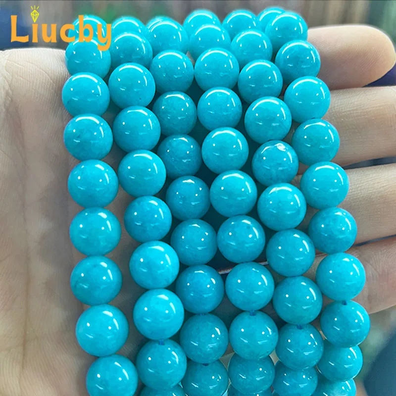 Amazon Farbige Jade Naturstein Handgefertigte Perlen für Schmuckherstellung DIY Schlüsselanhänger Ohrringe Zubehör 15'' Großhandel 6/8/10/12mm
