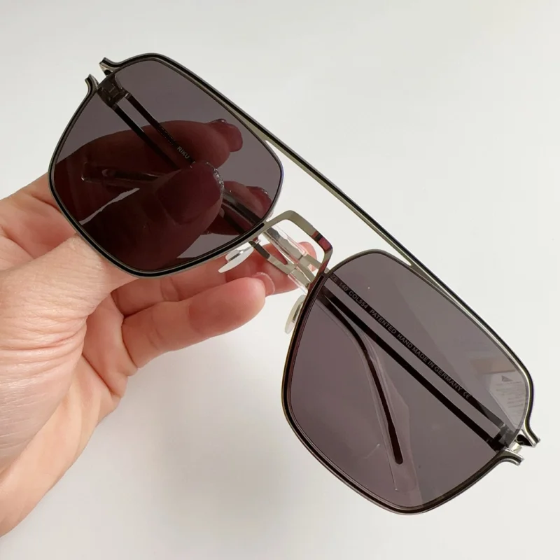 Deutschland Marke Design Schraubenlose Sonnenbrille Titan Ultraleicht Platz Mode Männer Sonnenbrille Große RIKU Gläser Auge Hohe Qualität – Detail 38