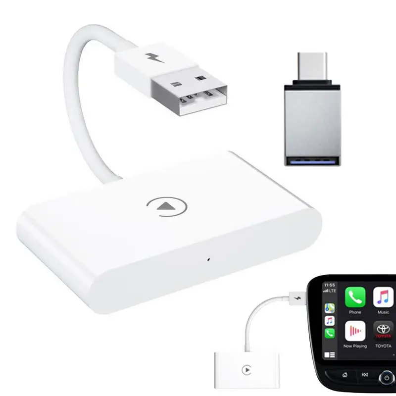 

Wireless Car Play Adapter Dongle For Car Wired Car Play Vehicle Messages/Audio Books Directional Control ITunes Music Easy Use
