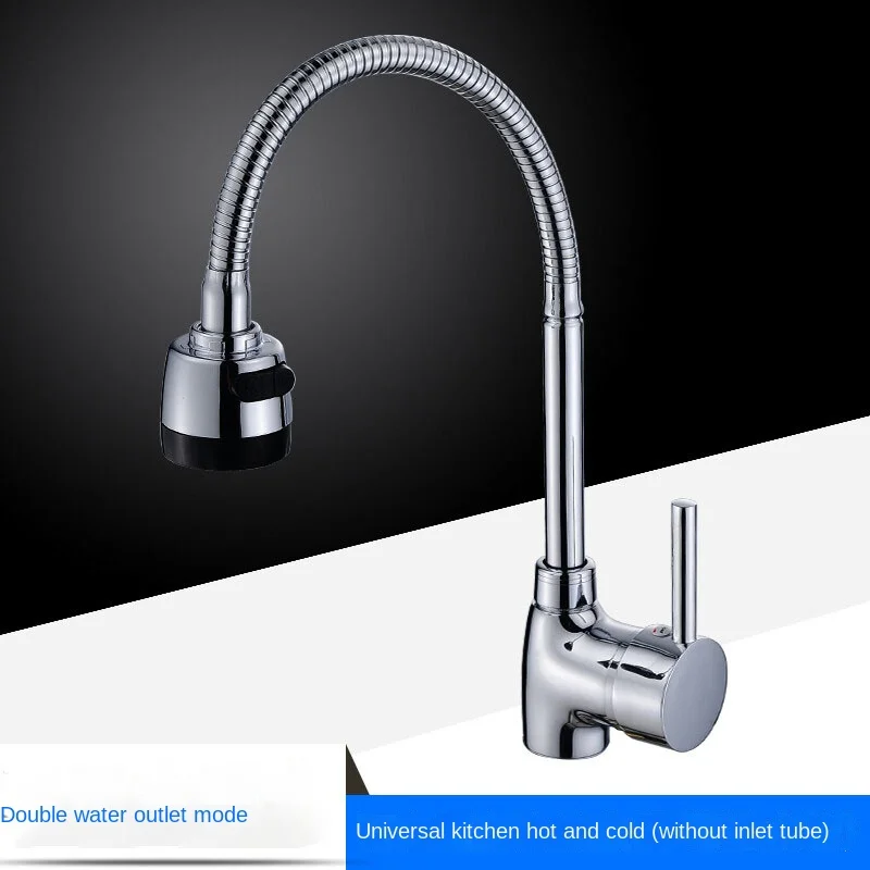 Kitchen Faucet Deck Mounted Mixer Tap 360 Degree Rotation Stream Sprayer Nozzle Kitchen Sink Hot Cold Taps Silver Plating