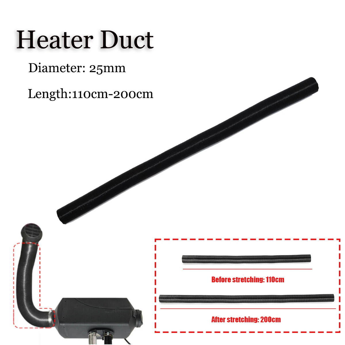 25mm 200cm Heater Duct Pipe Hot Cold Air Ducting Aluminum Foil For Webasto Diesel  Heater Air Diesel Parking Heater - AliExpress