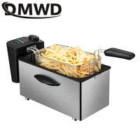 DMWD 2.5L Electric Oil Fryer Stainless Steel Commercial Household Fried Chips Frying Pot Oven Pan French Fries Grill Machine 1
