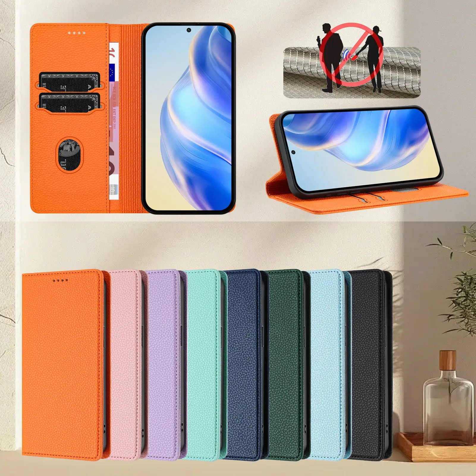 Magnetic Wallet Slots Phone Case with Back Cover