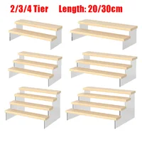 Acrylic Wood Display Stand Kit Figures Lipstick Powder Desktop Cosmetics Shelf Rack Makeup Holder Ladder Organizer Shelf 1