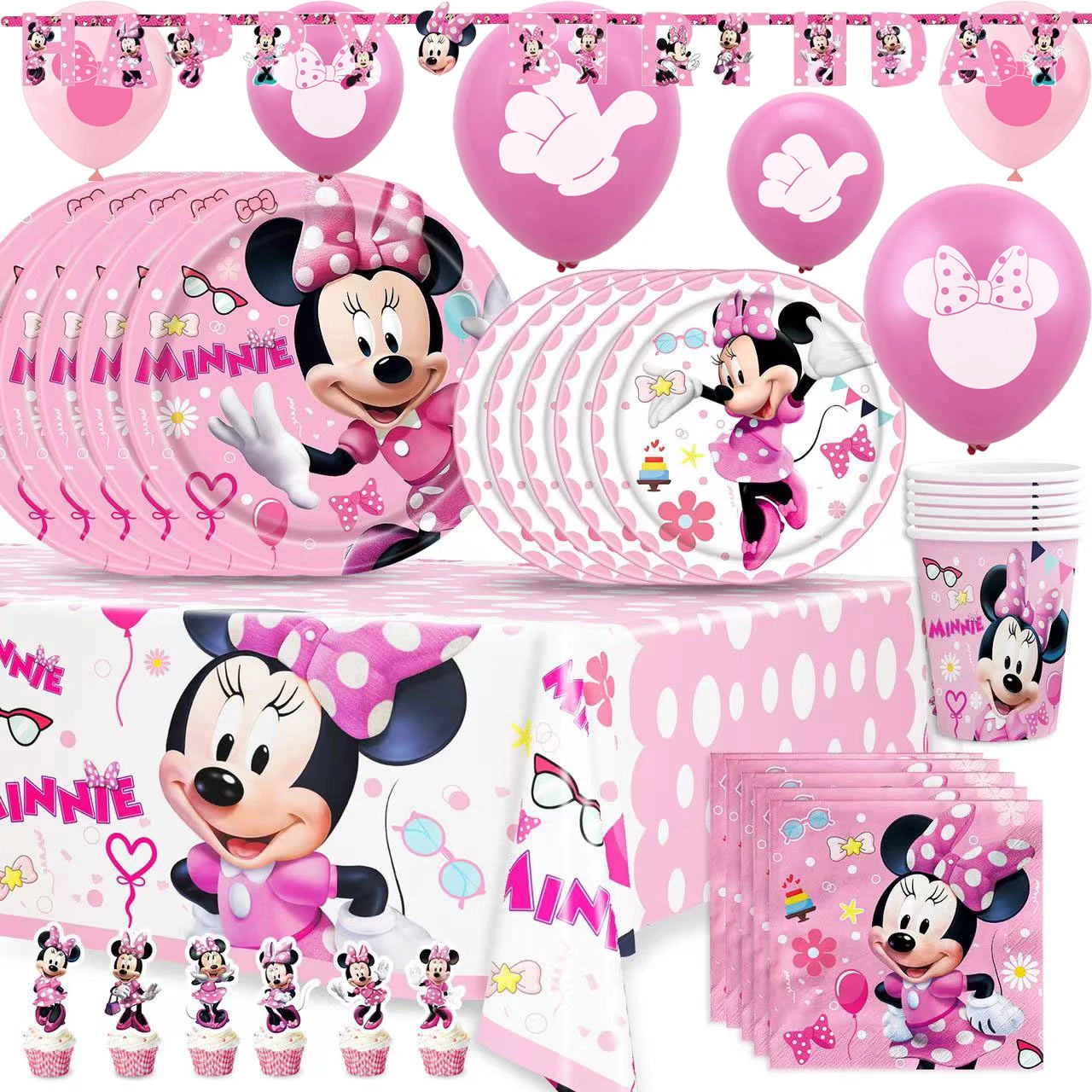 Whitney Bekentenis scheerapparaat Disney Minnie Mouse Verjaardag Feestartikelen En Decor Minnie Mouse  Feestartikelen Dient 8 Gasten Met Banner Tafel Cover Platen| | - AliExpress