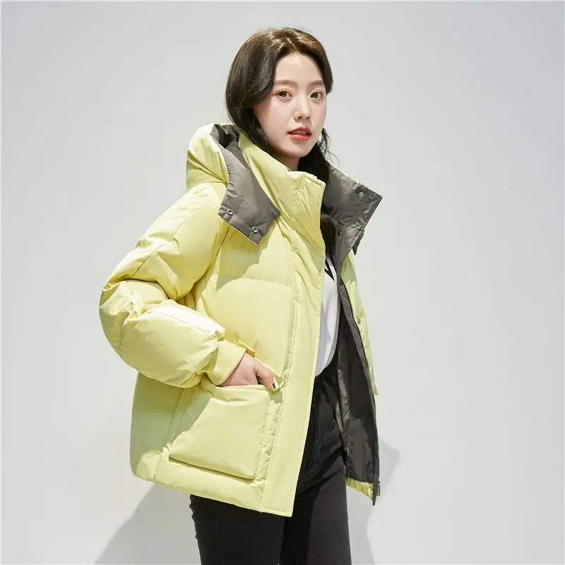 Thickening Women's Puffer Coat Short Winter Coat for Women Button Down Jacket Warm White Duck Down New Feather Coats Jackets