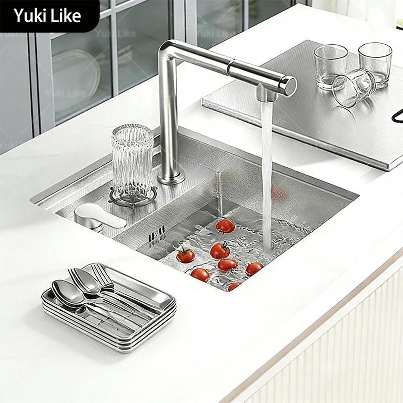 อ่างล้างจานแบบซ่อนใต้เคาน์เตอร์ พร้อมเครื่องล้างแก้ว นาโนบาร์ ขนาดเล็ก ช่องเดียว สำหรับใช้ในครัวเรือน ทำจากสแตนเลส 1