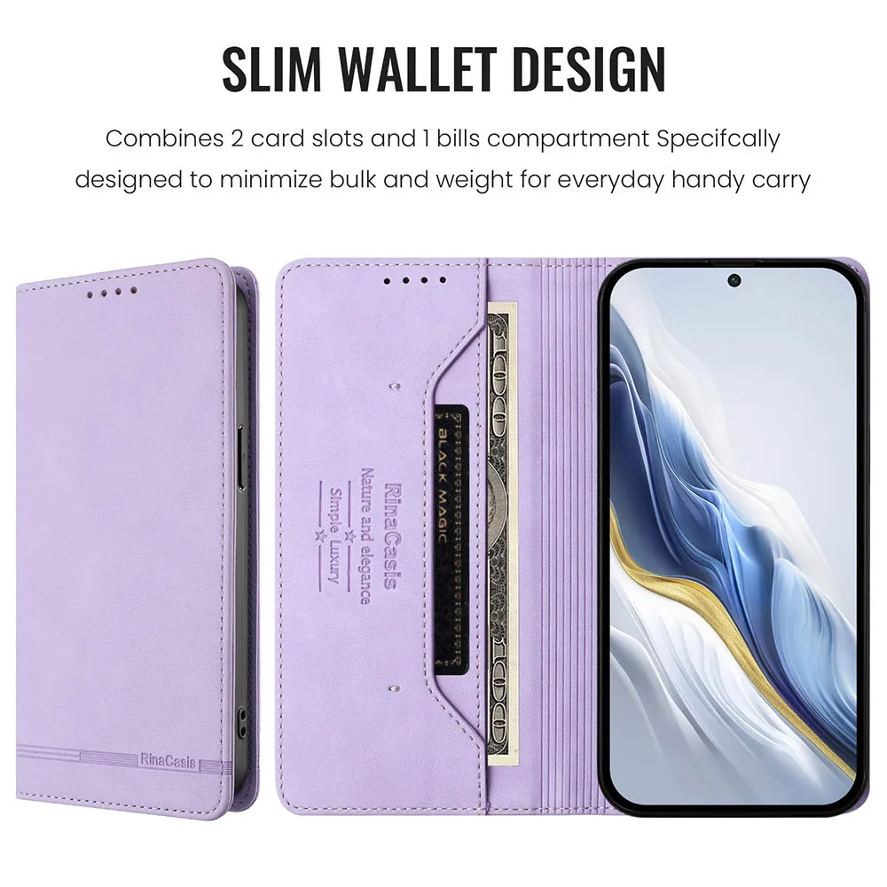Premium Magnetic Leather Flip Wallet Case - Sleek Protective Phone Back Cover