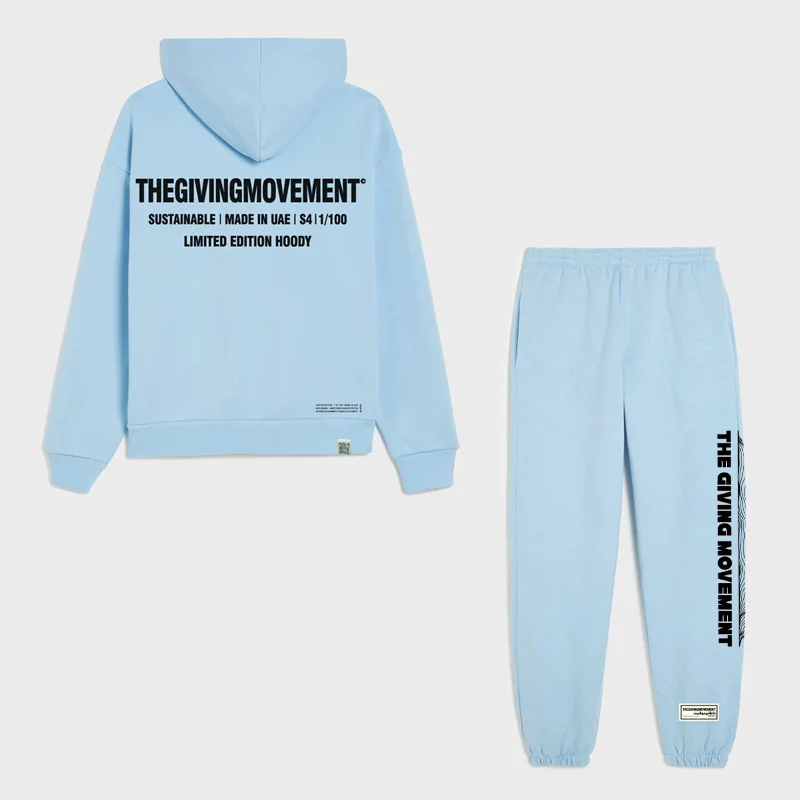 THEGIVINGMOVEMENT Loose Hoodies 2 Piece Set Casual Fashion Long Sleeve Sweatshirt Pants Suit for Men and Women 3