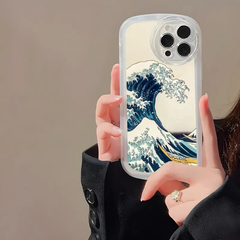 The Big Wave Of Kanagawa Custodia Per Telefono Per Iphone 14 Pro Max 11 12 13 Mini X Xr Xs 7 8 Plus Angel Eyes Big Pupilla Lens Silicone