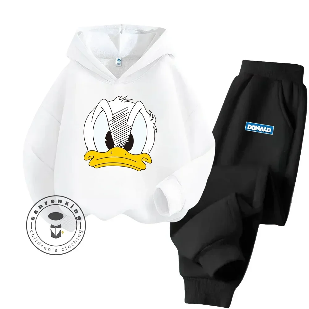Spring and Fall Fashion Cartoon Donald Duck Pure Cotton Boys and Girls Teenagers Unique Super Good-looking Sweatshirt Tracksuit 6