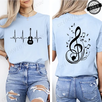 Music Notes Printed T-Shirt for Women,Graphic Tee Shirts Clothes, Short Sleeve O Neck Tops, Aesthetic Women's Tee T-Shirts Tops 1