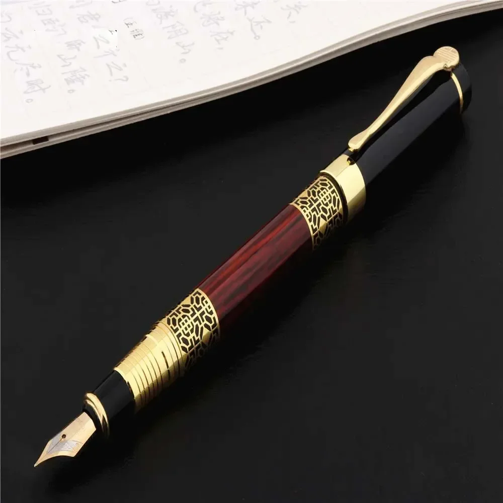 Wood Grain Pen Suitable for Business Signature Student Calligraphy Gift Office 10 Blue Ink Bags