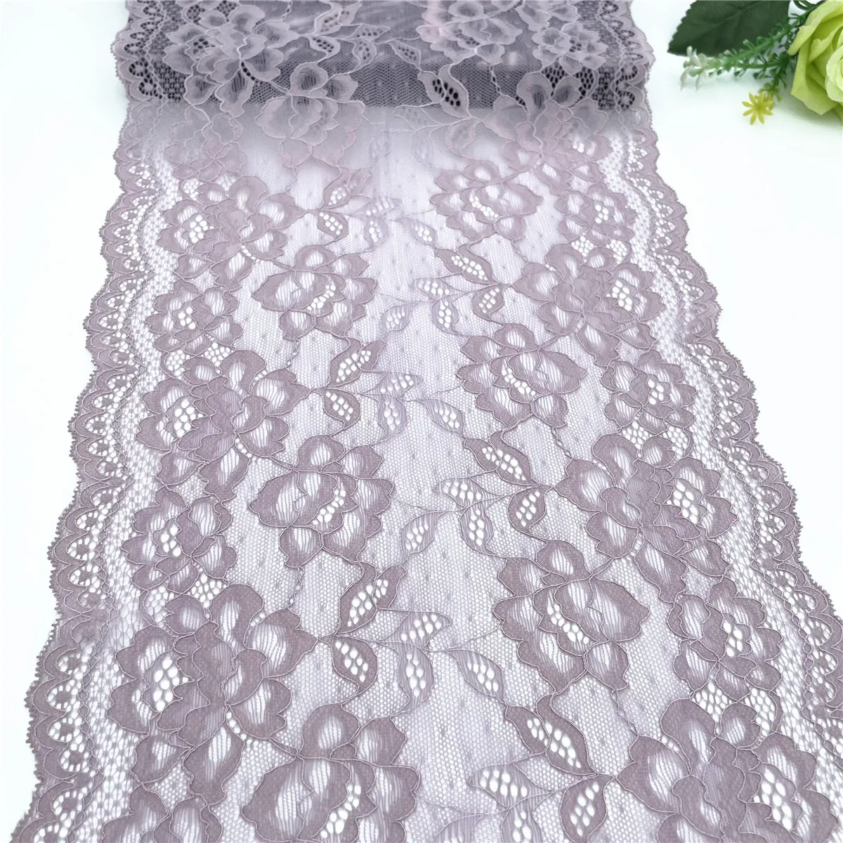 3y/lot Width 26cm Grape Purple Elastic Stretch Lace Trim 3