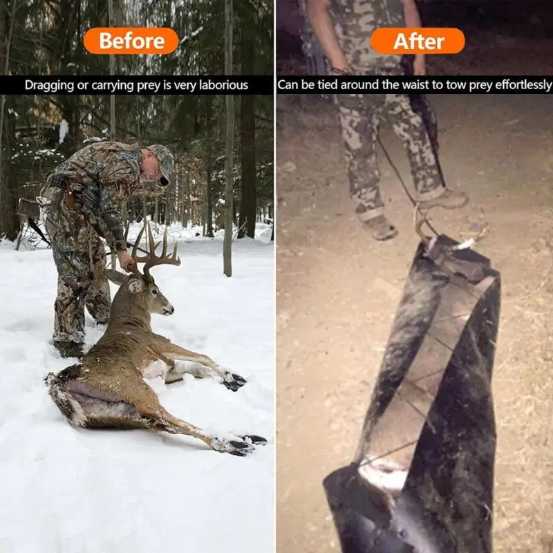H8WC Portable Ice Fishing Sled Deer Drag Sled for Ice Fishing, Hunting Game Durable