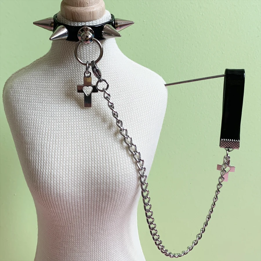 BJD Doll Collar for 1/3 1/4 1/6 size Cute Punk Style Doll Necklace With Leadrope BJD SD Uncle Doll Accessories d03 p770 children toy bjd dd sd msd 1 3 uncle id75 doll s accessories decorative chain with diagonal sway 1pc