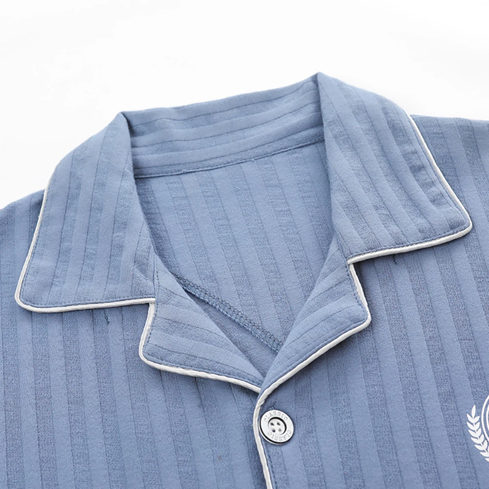 5XL Big Size Pajamas Men's Sets 3pcs Casual Modal Striped Short Sleeve Sleepwear+Summer Elastic Shorts+Long Pajama Man Pants