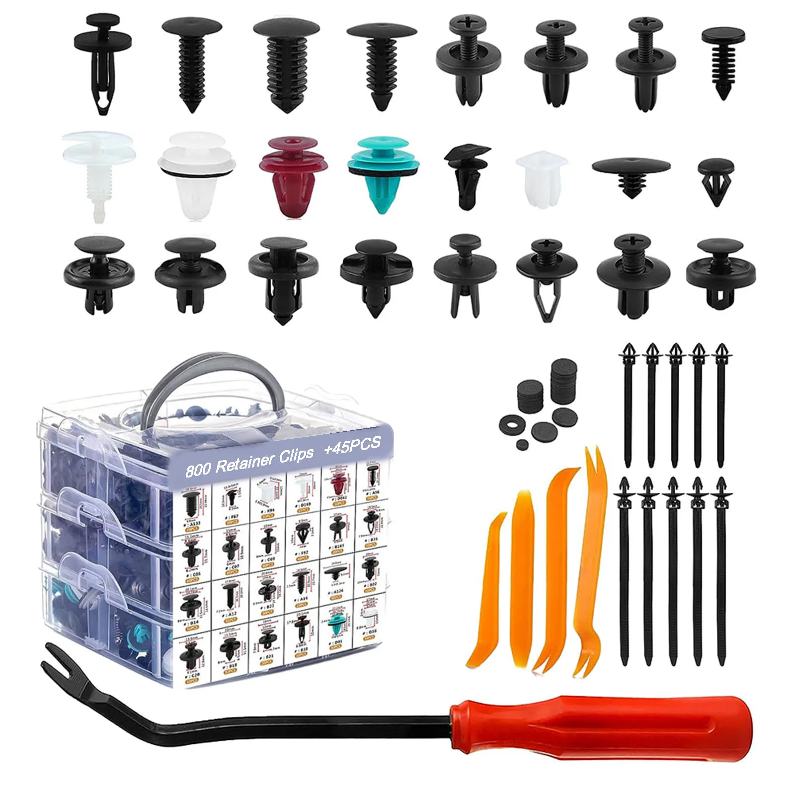 

845pcs Car Fastener Clip Automotive Nylon Push Pin Car Retainer Clips Door Panel Trim Rivets Door Trim Panel Retainer Spare Kit