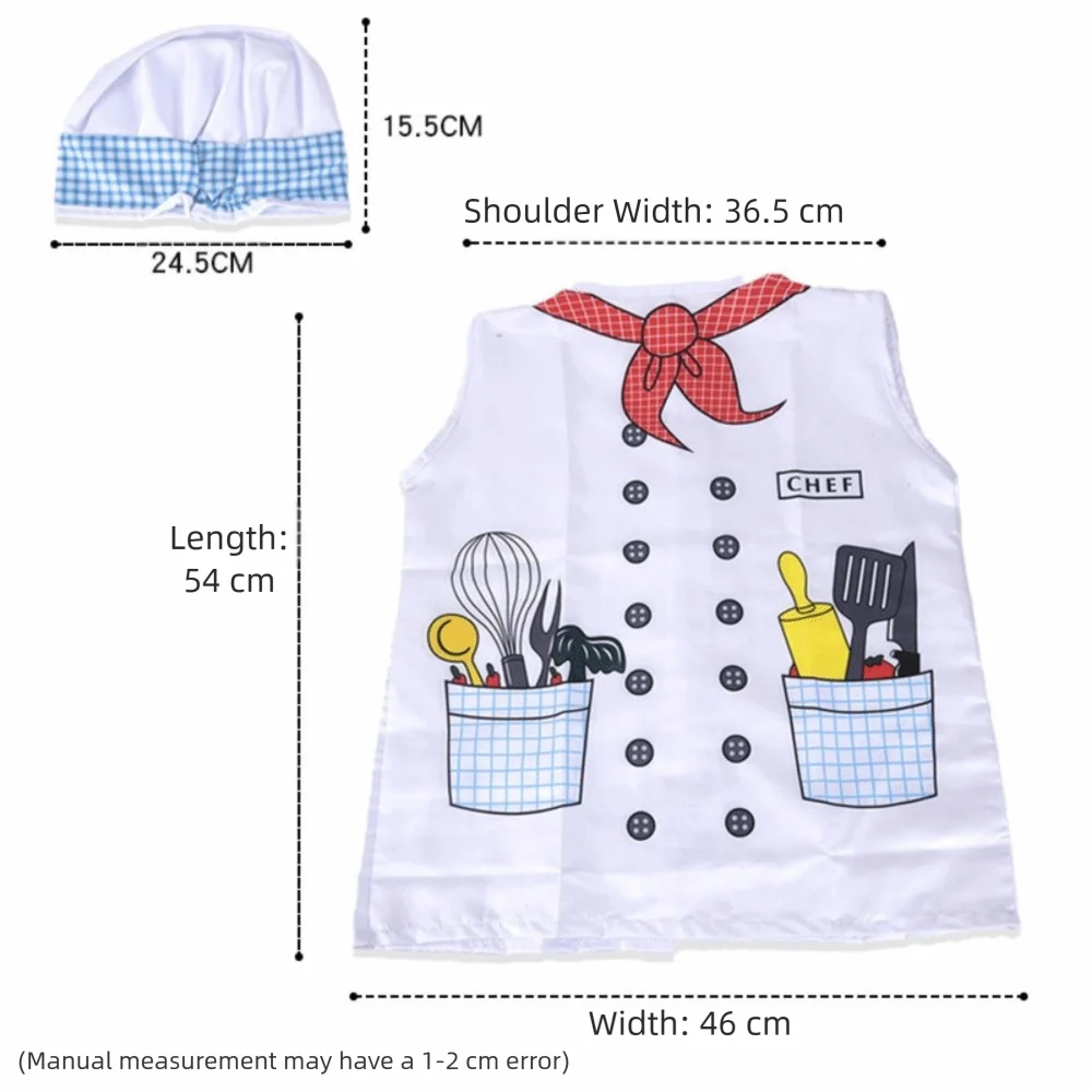Creative Cartoon Pattern Toy Chef Uniform White with Cap Kitchen Suit Cosplay Role Play Cooking Toy Clothes Children's Play