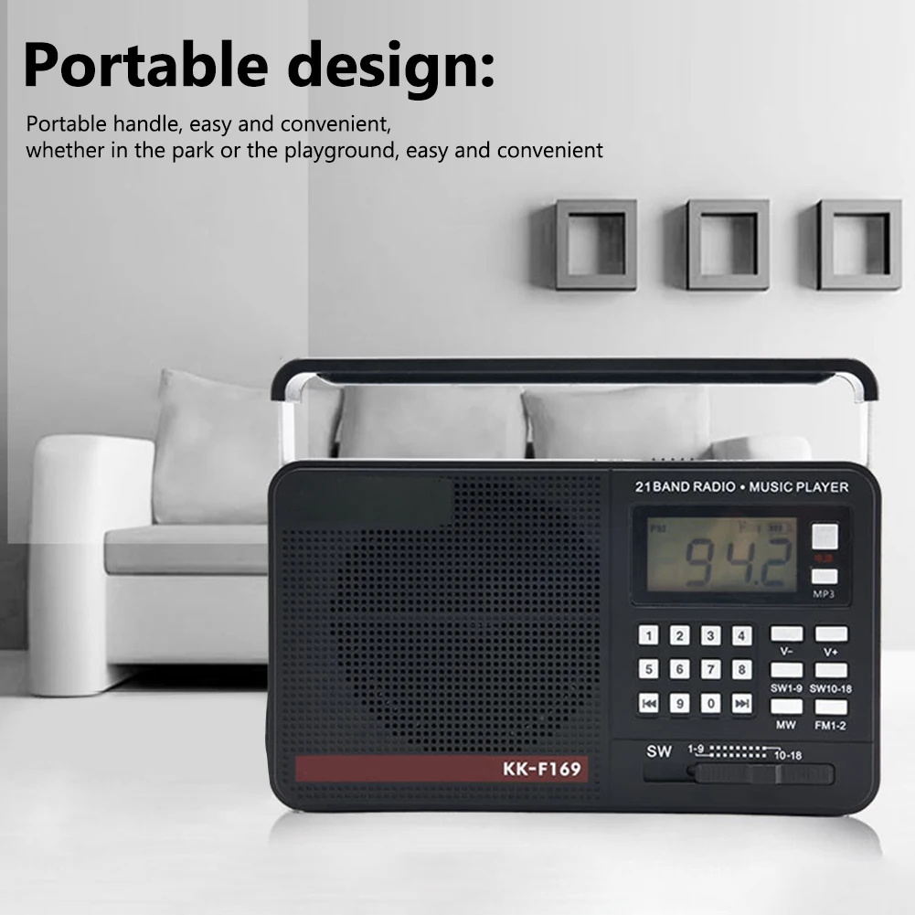 Mini Radio FM RECEPTOR de Radio Digital portátil, con pantalla LED de rango  completo Altavoz Bluetooth, disco U, tarjeta TF, reproductor de música MP3  - AliExpress