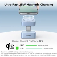 UGREEN Qi2.2 25W 15W 2-in-1 Magnetic Wireless Charger Stand Fast Charging Stand Charger For iPhone 16 17/AirPods Magflow Charger - Image 2