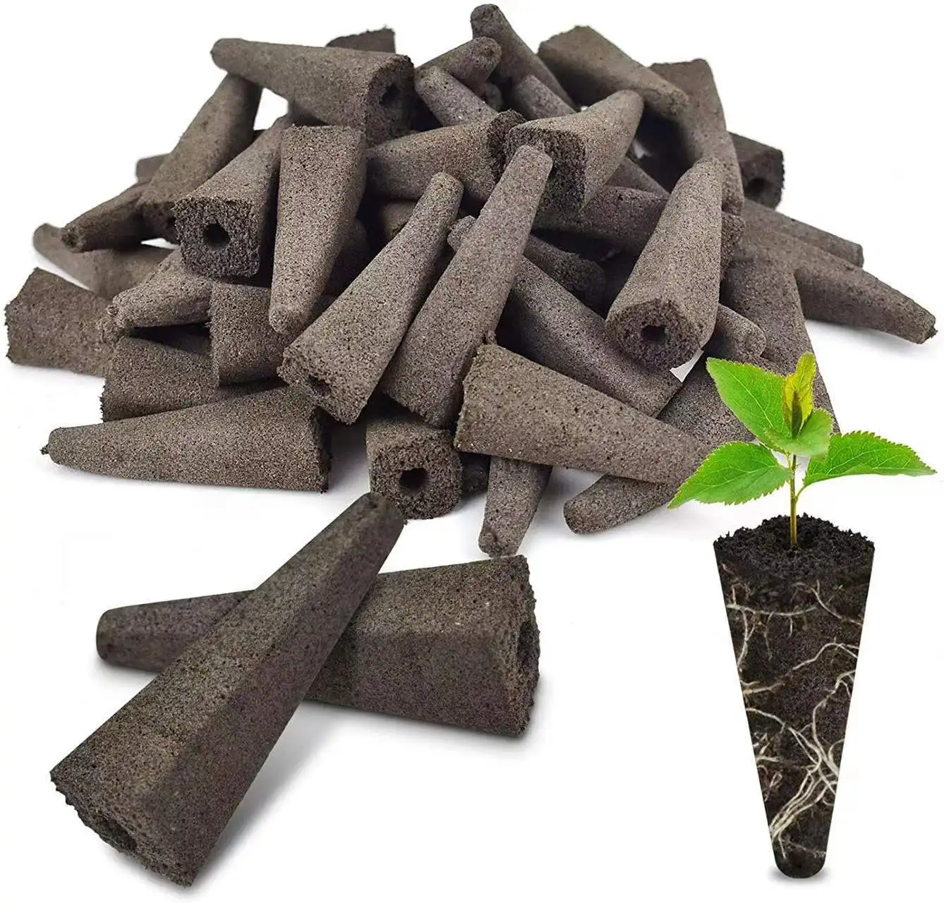 50PC Soilless Growing CharcoalBiochar SpongesFlower Growing SpongesReplacement Nutrient SoilPoly SoilSquare soilless planting substrate
