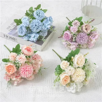 Artificial Flowers  Silk Bride Bouquets Peony Wedding Supplies Home Room Garden Decoration Fake Floral Valentine'S Day Gifts 2