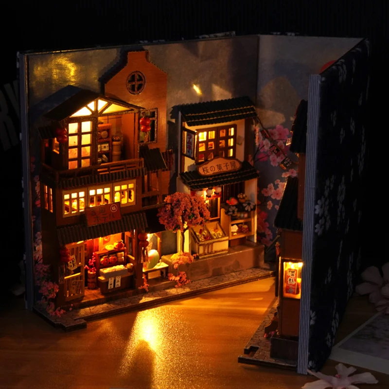 DIY Buchecke Puppenhaus Miniatur Holz Bücherregal Regal Einsatz Miniaturen Home Modell Kit Puppenhaus für Freunde Weihnachtsgeschenke – Detail 9