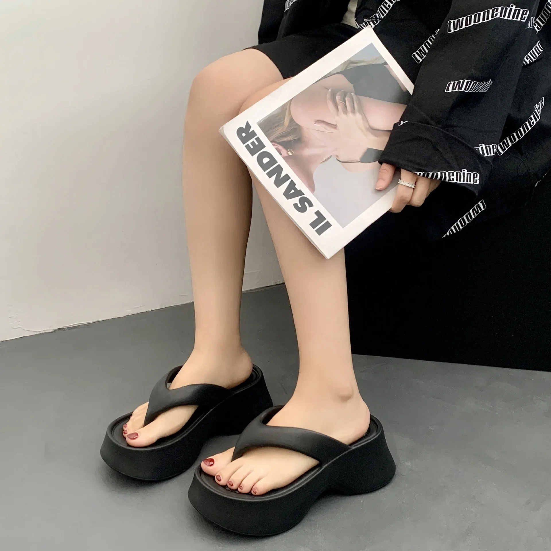 Sandalias con Clip dedos para mujer, chanclas de playa, suela