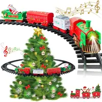 VATOS Musical Christmas Train Toy Light Up Hanging Around Christmas Tree  Decoration Train Gift Indoor Home Toys For Kids