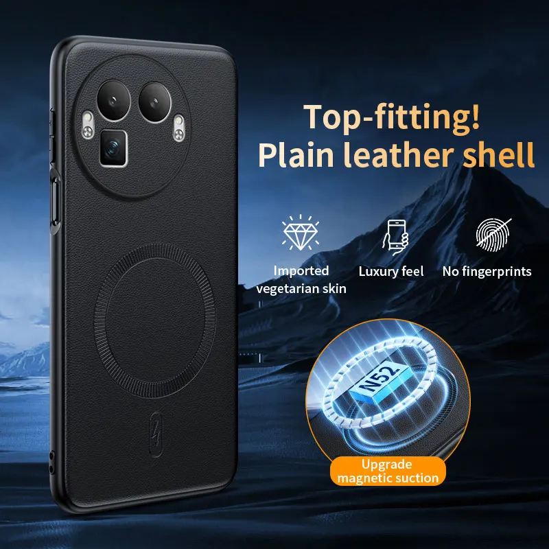 Luxury Leather Texture Magnetic Case for Wireless Charging - Light, Thin, Shockproof Back Cover