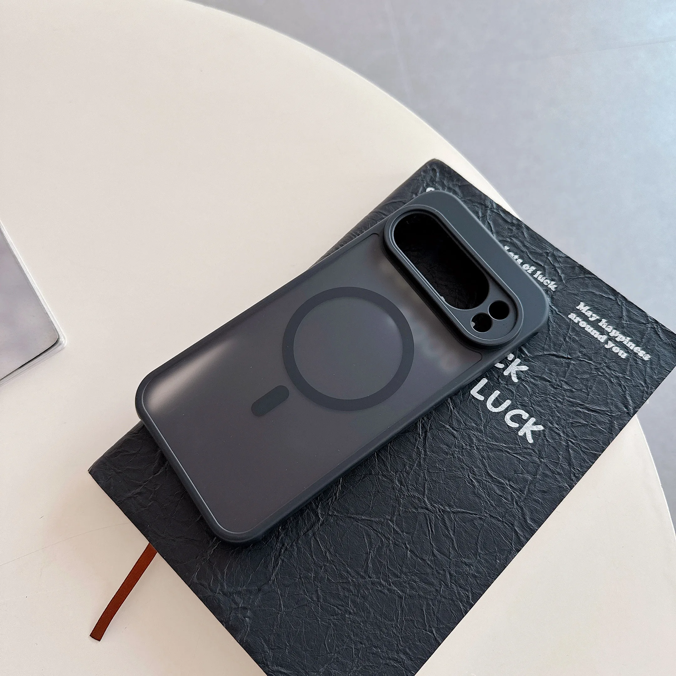 Luxury Matte Shockproof Magnetic Case with Clear Cover and Wireless Charging Compatibility