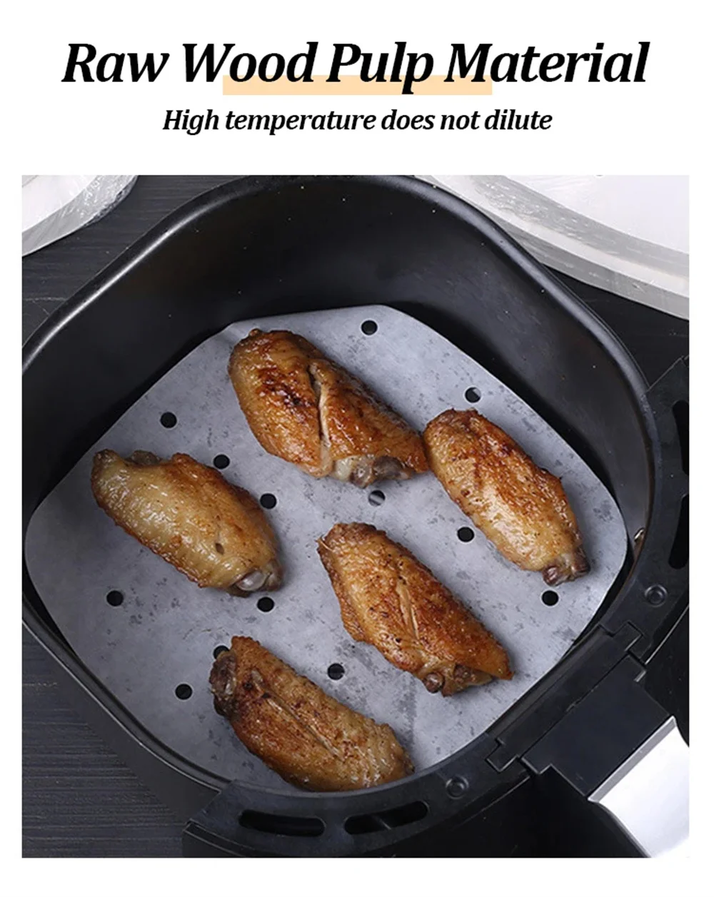 Description Picture 5 of item100PCS Air Fryer Paper Disposable Steamer Liners Kitchen Bakeware Papers Baking Non-Stick Steaming Mat Oil-absorbing Paper