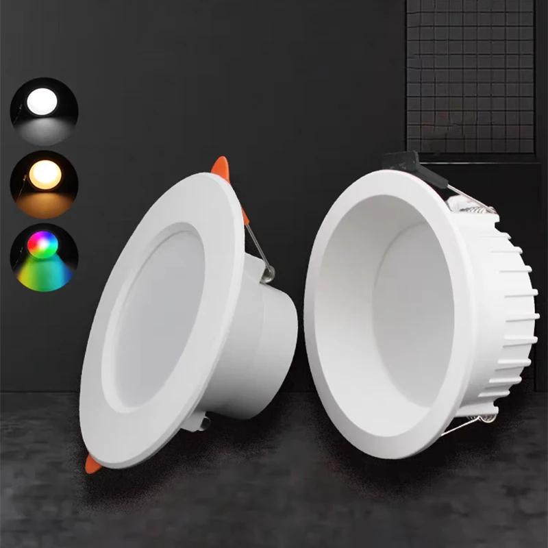 RGB LED Downlight AC 10W/15W Ceiling Light AC 110V 220V Dimmable Downlight Recessed Led Spot Lamp With IR Remote Control Lamp 4